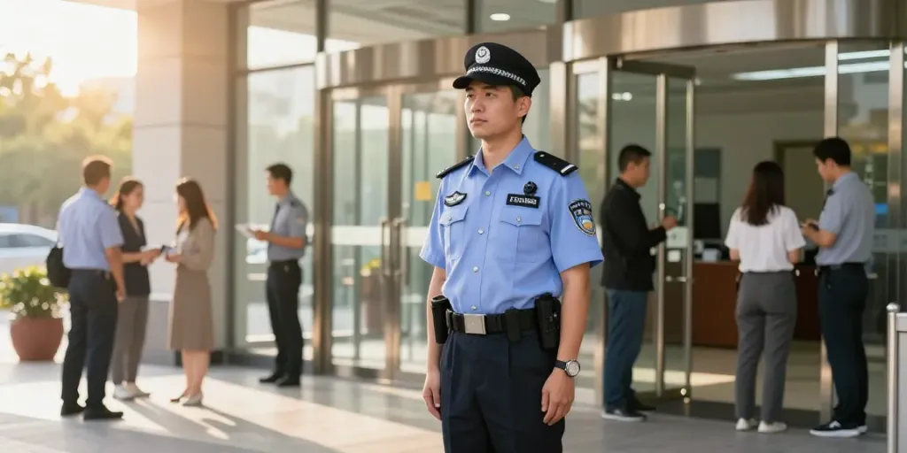Security Guards providing professional protection at local businesses in London.